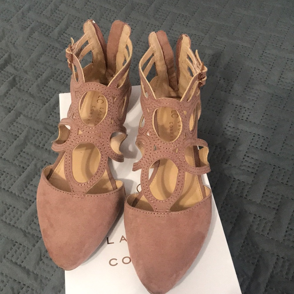 Lauren Conrad zip-up suede flats